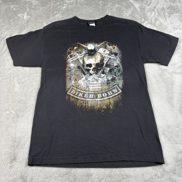 hot leathers Other - Vintage Hot Leathers Shirt Mens Medium Black Biker Born Motorcycle Eagle Skull